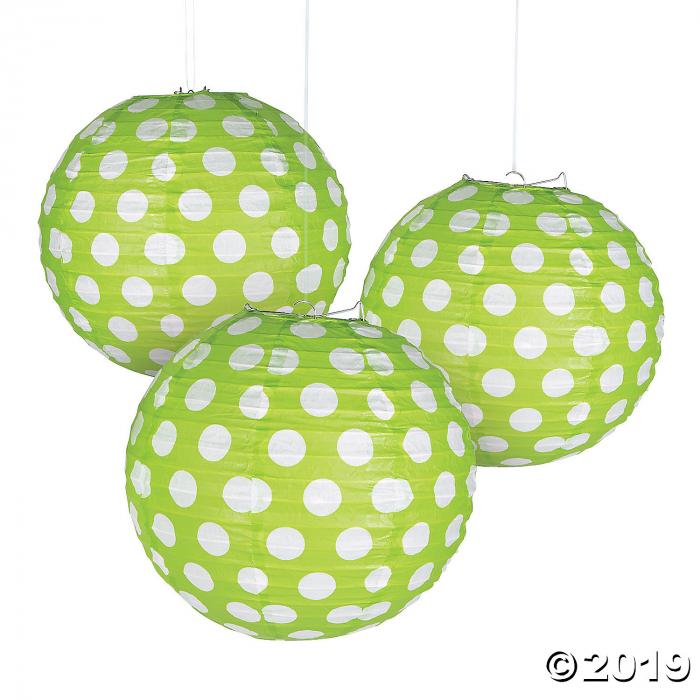 Lime Green Polka Dot Hanging Paper Lanterns (6 Piece(s))