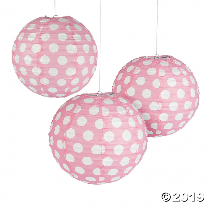 Light Pink Polka Dot Hanging Paper Lanterns (6 Piece(s))