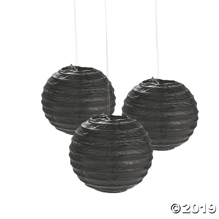 Mini Black Hanging Paper Lanterns (Per Dozen)