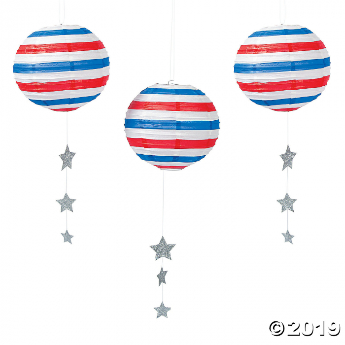 Stars & Stripes Hanging Paper Lanterns (3 Piece(s))