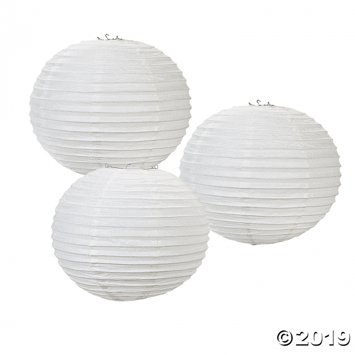 White Glitter Hanging Paper Lanterns (3 Piece(s))