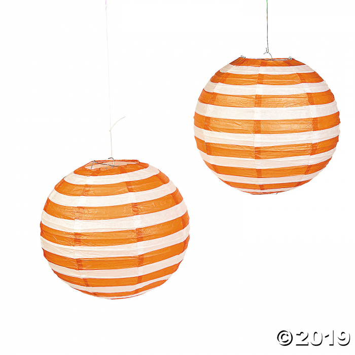 Orange Striped Hanging Paper Lanterns (6 Piece(s))