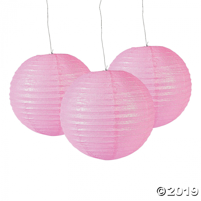 Light Pink Glitter Hanging Paper Lanterns (3 Piece(s))