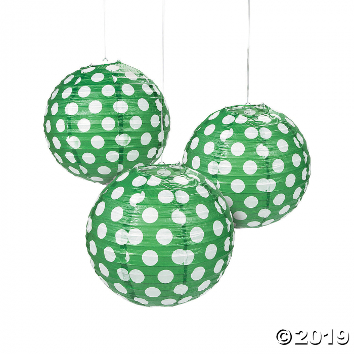 Green Polka Dot Hanging Paper Lanterns (6 Piece(s))