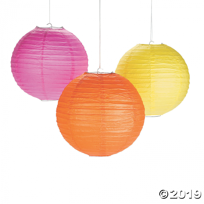 Pink, Orange & Yellow Hanging Paper Lanterns (6 Piece(s))