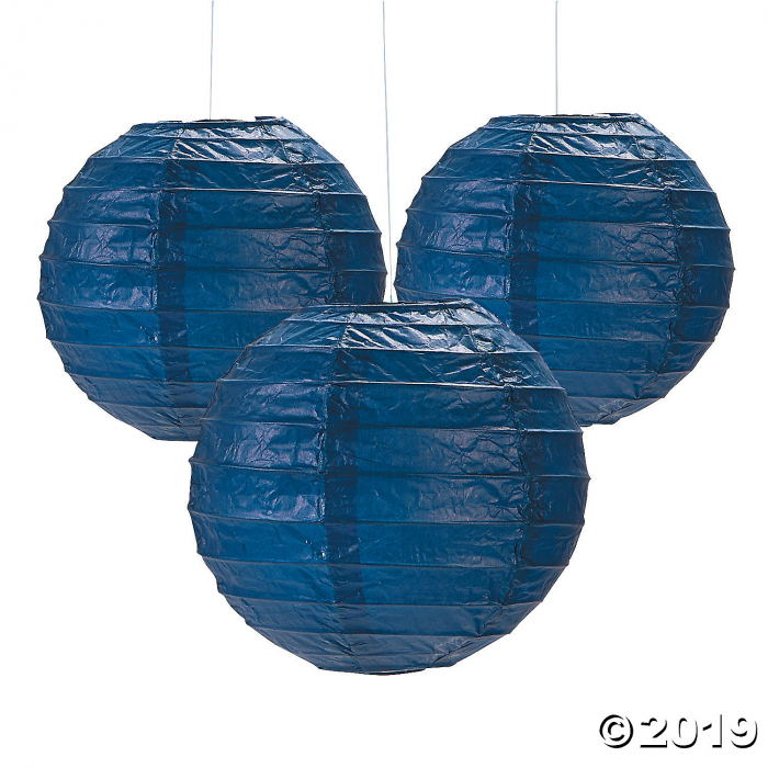Mini Navy Hanging Paper Lanterns (Per Dozen) Mini Navy Hanging Paper Lanterns (Per Dozen)