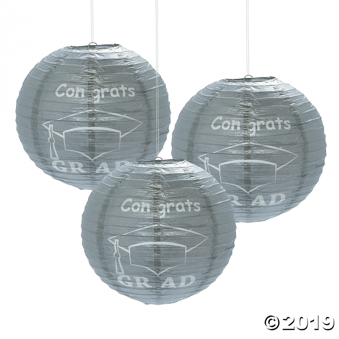 Silver Congrats Grad Hanging Paper Lanterns (6 Piece(s))