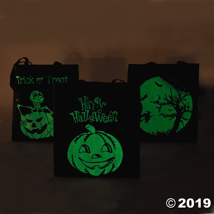 Large Glow-in-the-Dark Halloween Tote Bags (Per Dozen)