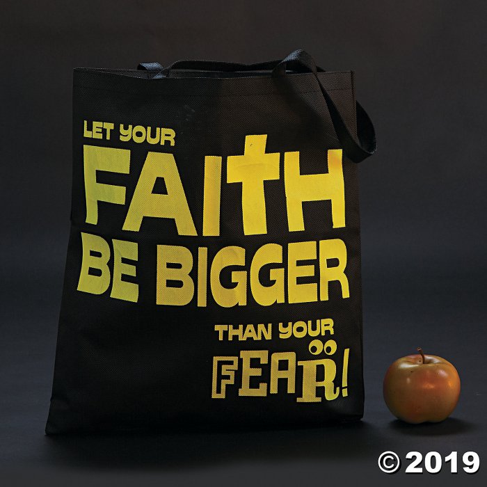 Large Glow-in-the-Dark Faith Over Fear Tote Bags (Per Dozen)