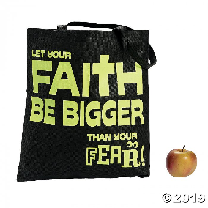 Large Glow-in-the-Dark Faith Over Fear Tote Bags (Per Dozen)