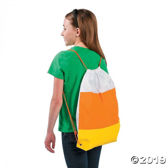Large Candy Corn Drawstring Bags (Per Dozen)