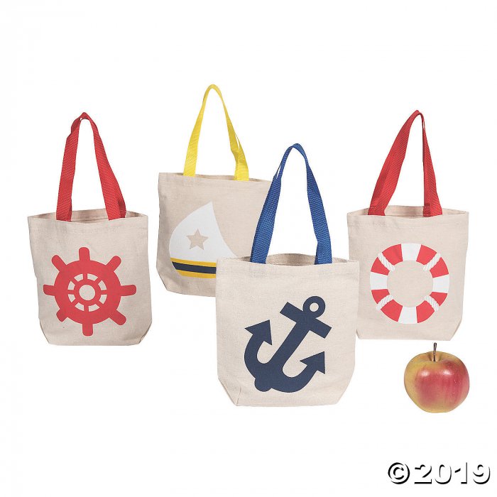 Mini Nautical Canvas Tote Bags (Per Dozen)