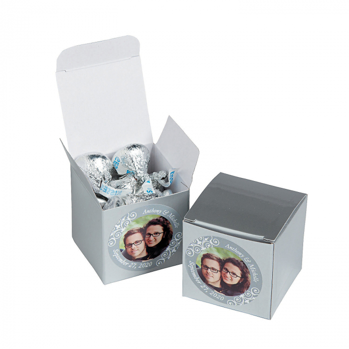 Silver Mini Box Custom Photo Mini Silver Favor Boxes (24 Piece(s)) | GlowUniverse.com