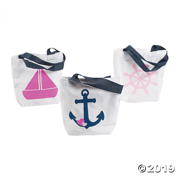 Mini Nautical Girl Tote Bags (Per Dozen) Mini Nautical Girl Tote Bags (Per Dozen)