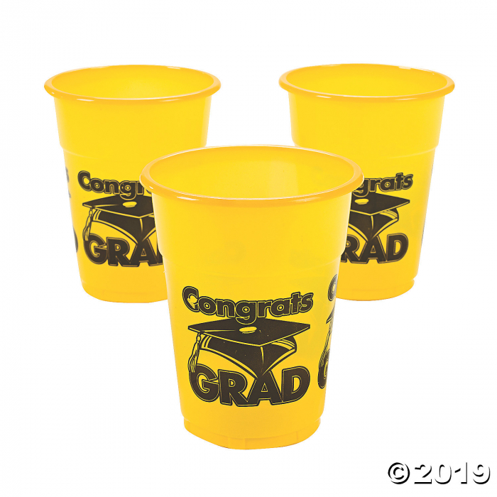 Yellow Congrats Grad Plastic Cups (50 Piece(s)) Yellow Congrats Grad Plastic Cups (50 Piece(s))