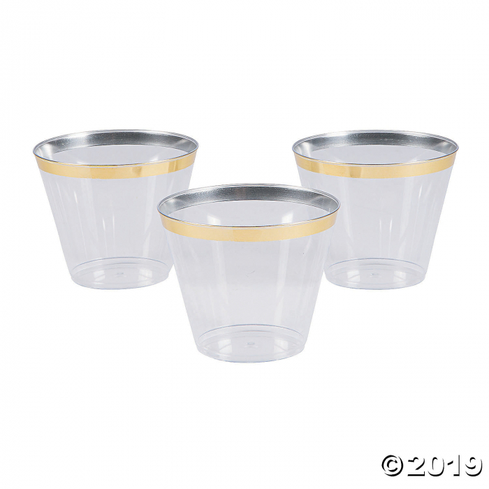 Small Plastic Cups with Gold Trim (24 Piece(s))