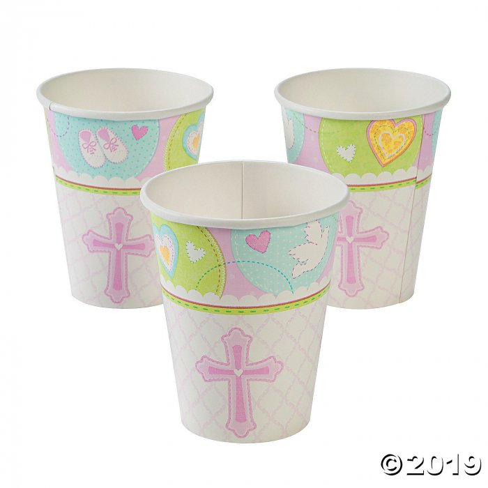 Pink Sweet Christening Paper Cups (8 Piece(s))