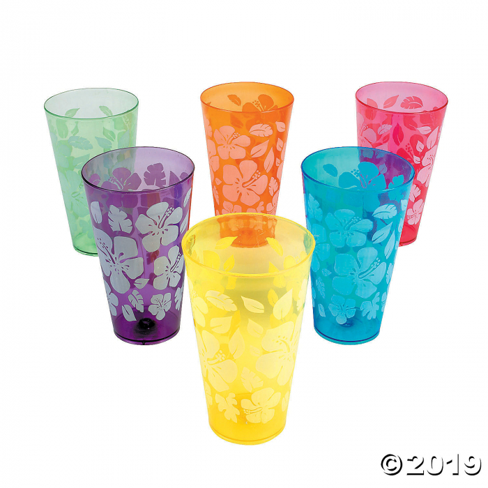 Hibiscus Print Plastic Cups (Per Dozen)