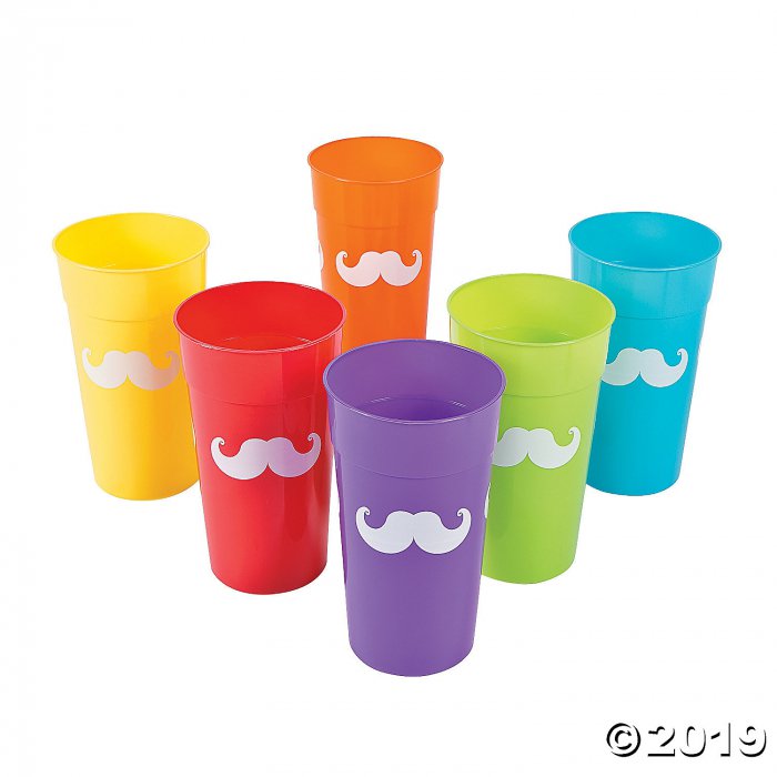 Rainbow Mustache Plastic Tumblers (Per Dozen)