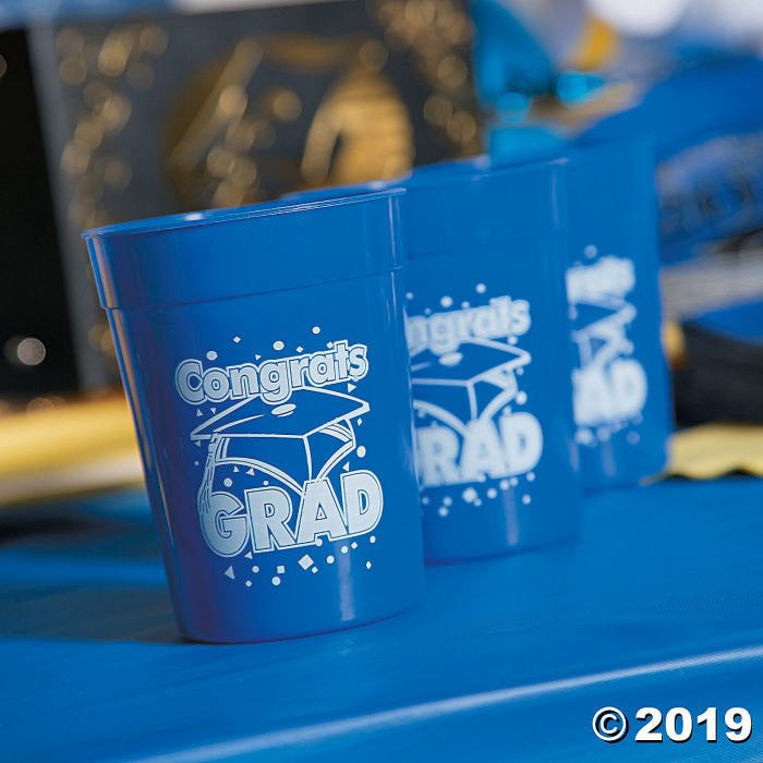 Blue Congrats Grad Plastic Cups (50 Piece(s))