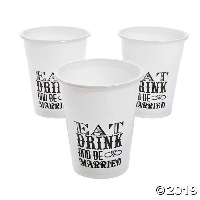 Eat, Drink & Be Married Plastic Cups - 150 Pc.