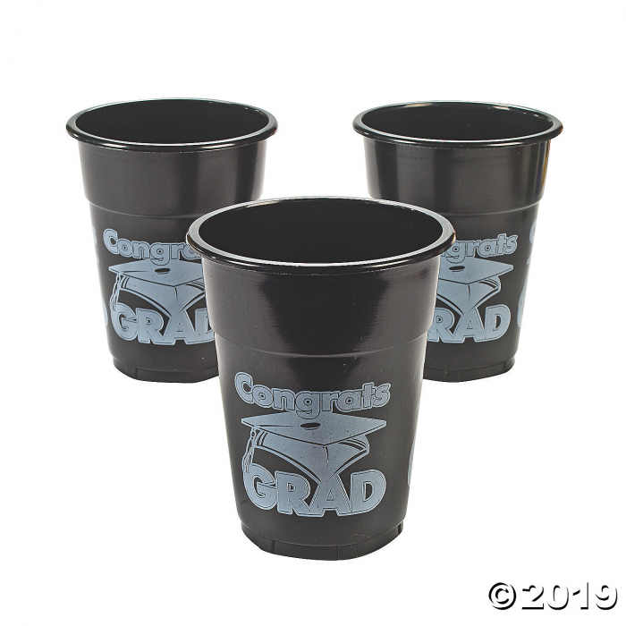 Black Congrats Grad Plastic Cups (50 Piece(s))