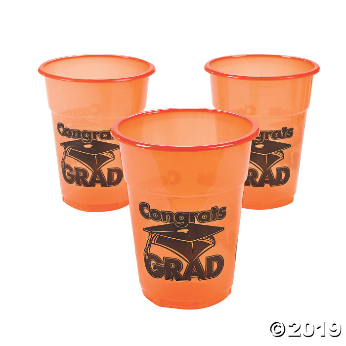 Orange Congrats Grad Plastic Cups (50 Piece(s))