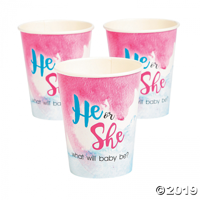 Pink & Blue Watercolor Paper Cups (8 Piece(s))
