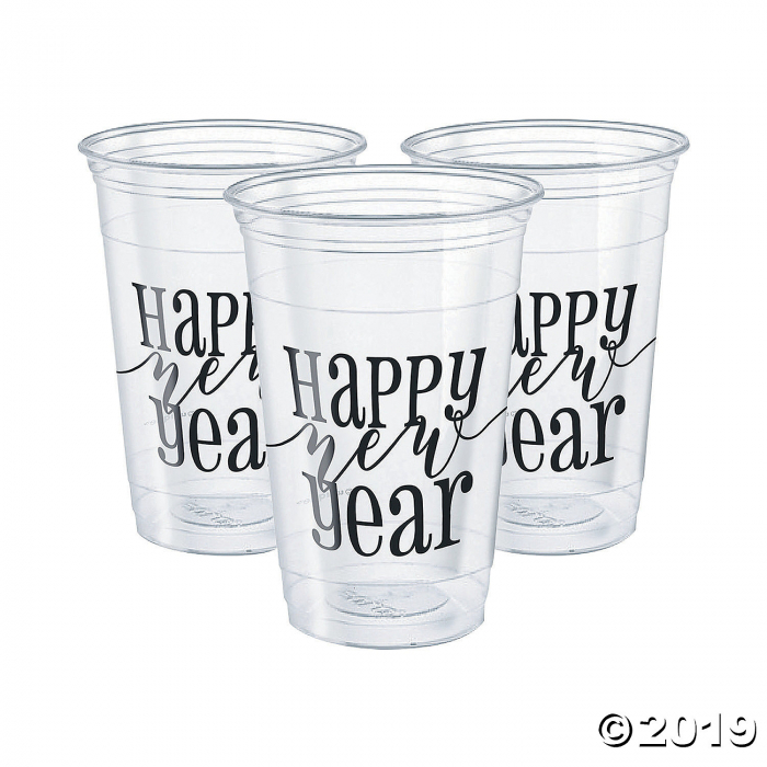 Happy New Year Clear Plastic Cups (8 Piece(s))