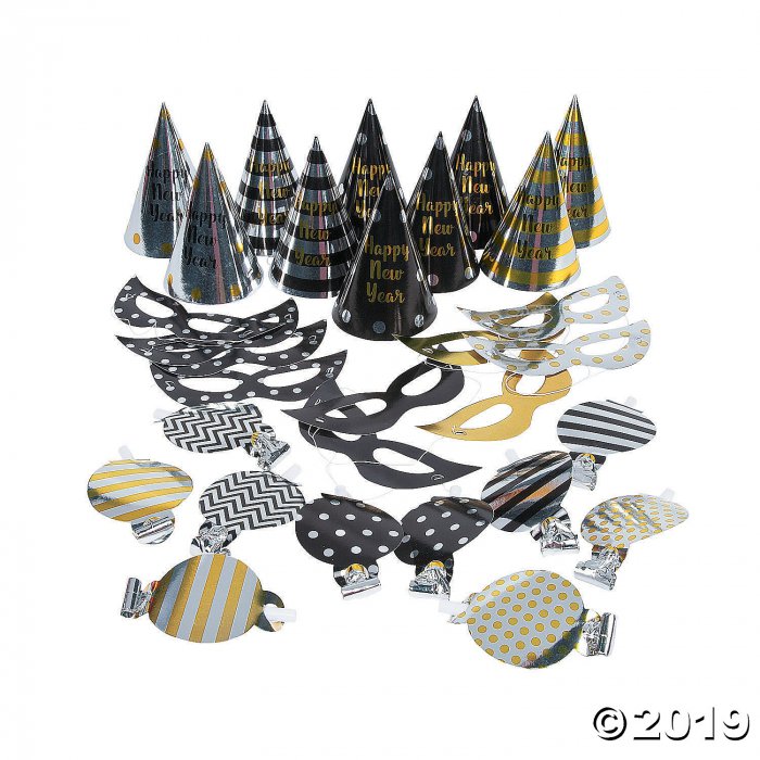 Black, Gold & Silver New Year's Eve Party for 10 (30 Piece(s))