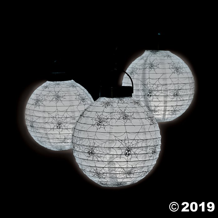 Spider & Cobweb Light-Up Hanging Paper Lantern Halloween Decorations (3 Piece(s))