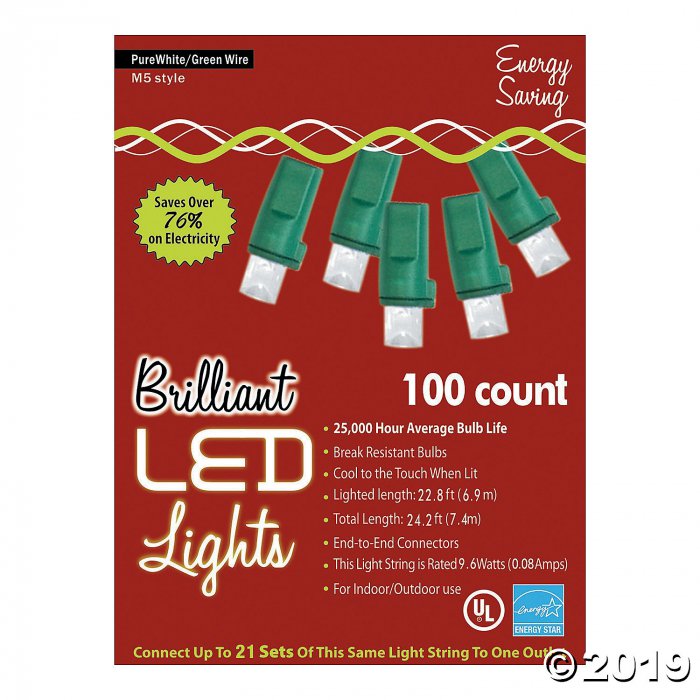 100L Pure White Holiday Lights - M5 Style (1 Piece(s))