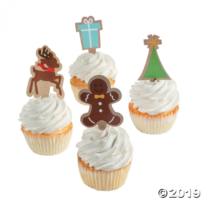 Kraft Paper Christmas Cupcake Decorations (24 Piece(s)) Kraft Paper Christmas Cupcake Decorations (24 Piece(s))