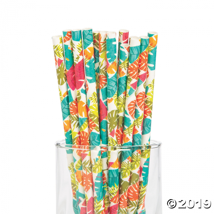 Tropical Leaf Paper Straws (24 Piece(s))