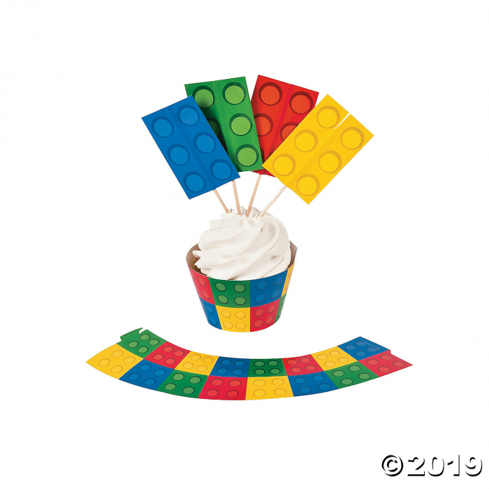Color Brick Party Cupcake Wrappers with Picks (100 Piece(s))