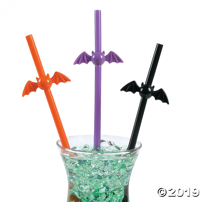 Bat-Shaped Plastic Straws (Per Dozen)