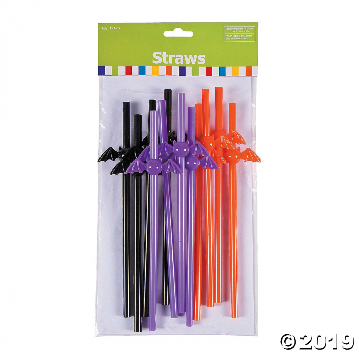 Bat-Shaped Plastic Straws (Per Dozen)