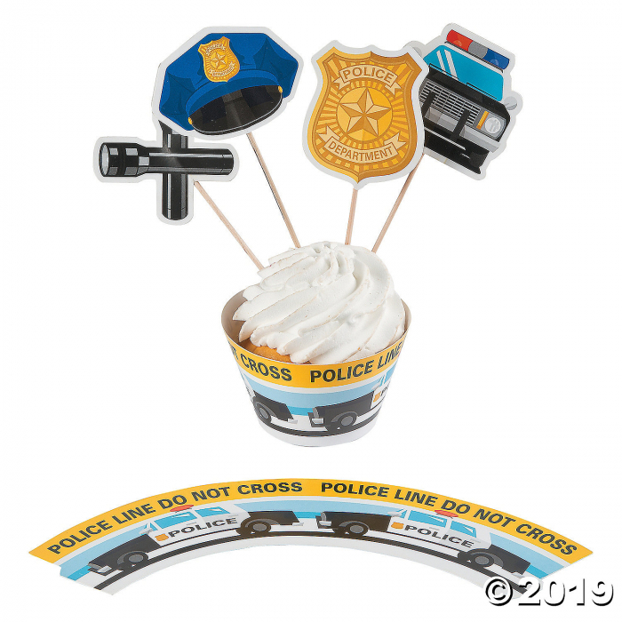 Police Party Cupcake Wrappers with Picks (100 Piece(s))