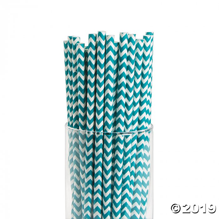 Turquoise Chevron Paper Straws (24 Piece(s))