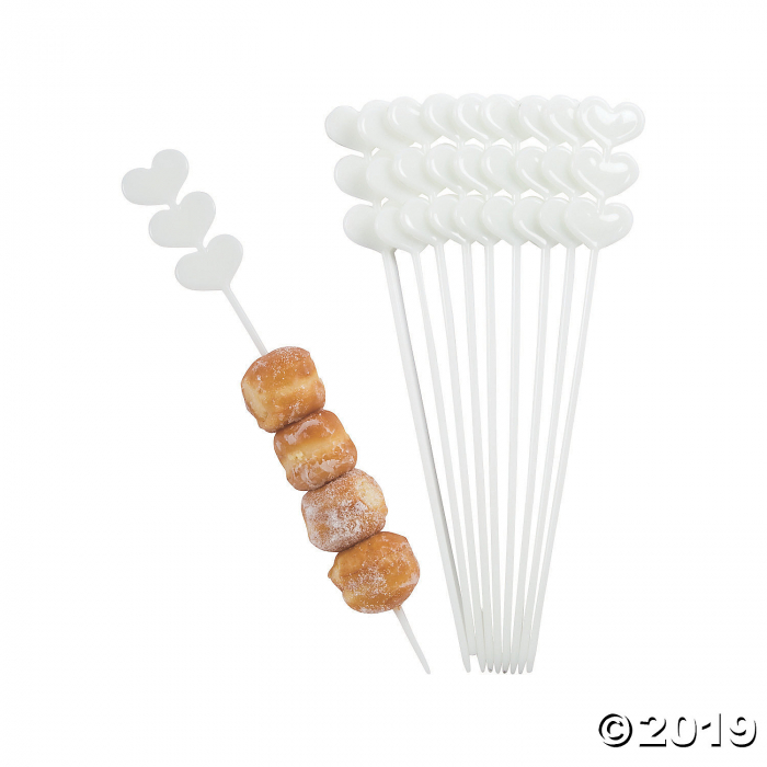 White Heart Skewer Sticks (25 Piece(s))