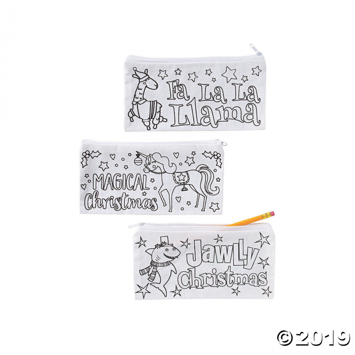 Color Your Own Canvas Christmas Pencil Cases (Per Dozen)