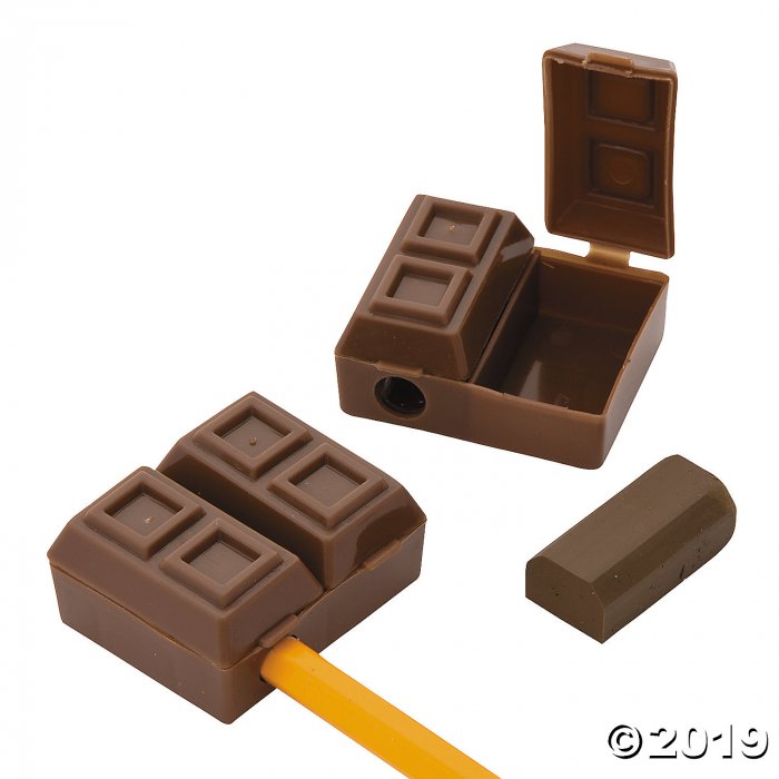 Chocolate Bar Pencil Sharpeners with Eraser (Per Dozen)