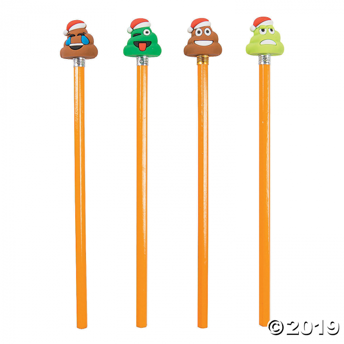 Christmas Poop Emoji Pencil Toppers (Per Dozen)