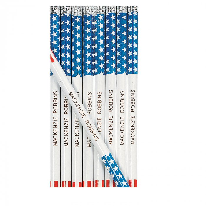 Personalized Stars & Stripes Pencils (24 Piece(s))
