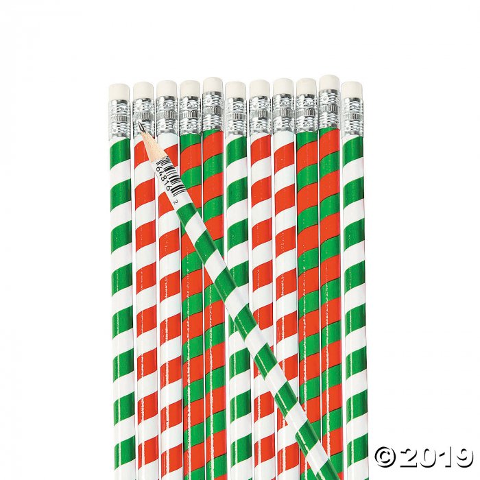 Striped Candy Cane Pencils (24 Piece(s))