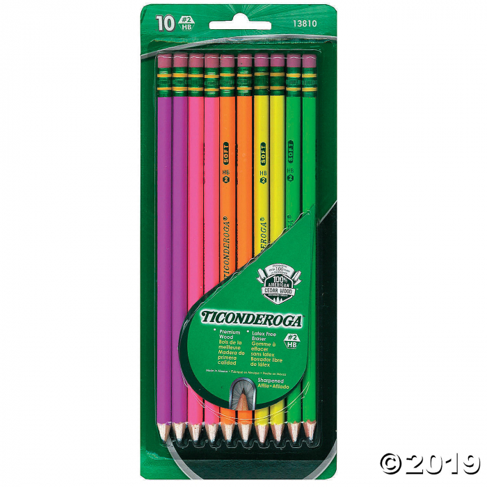 Ticonderoga Premium Neon Wood No. 2 Pencils, 10 Per Pack, Set of 6 Packs (6 Piece(s))