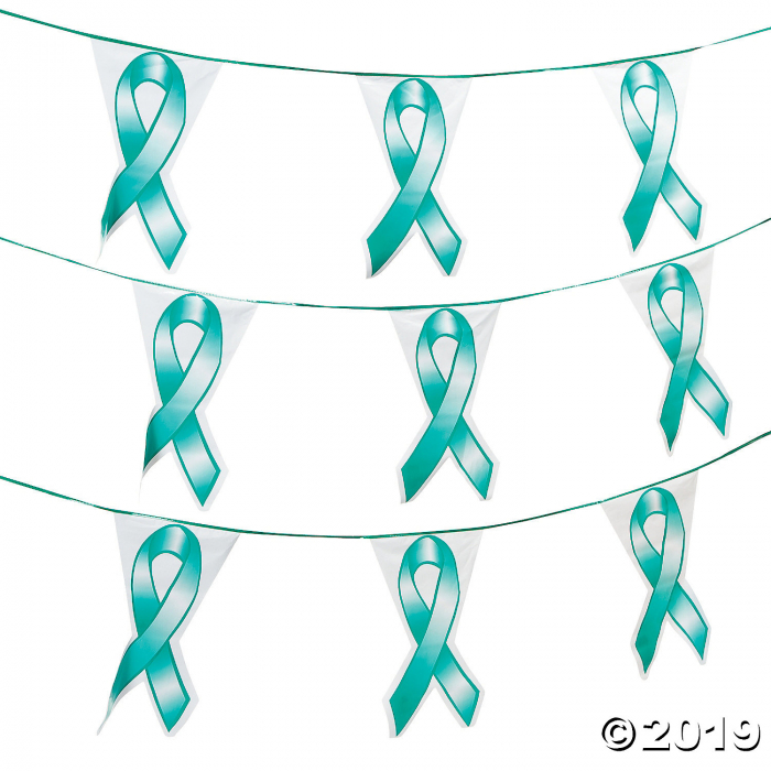 Teal Awareness Ribbon Plastic Pennant Banner (1 Piece(s))
