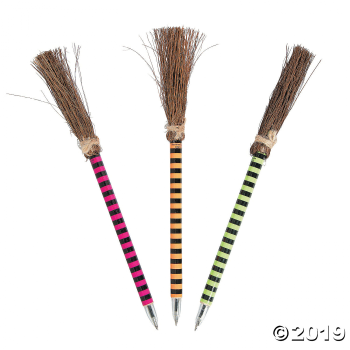 Bright Color Witch Broom Pens (Per Dozen)