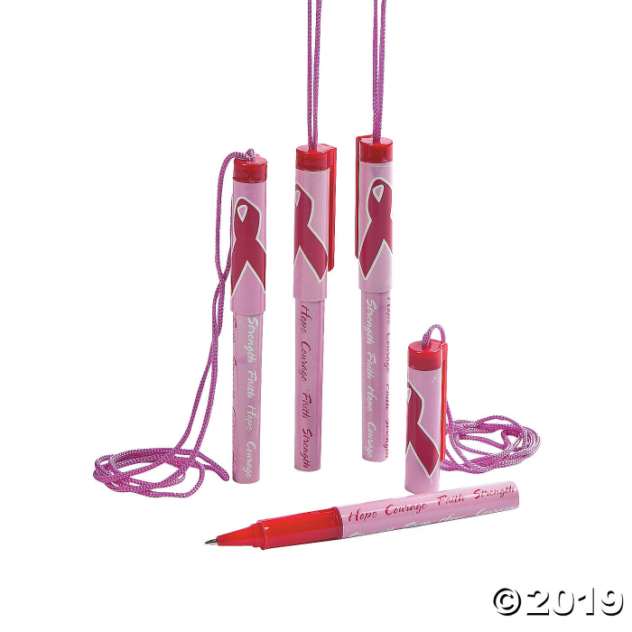 Breast Cancer Awareness Pens on A Rope (Per Dozen) Breast Cancer Awareness Pens on A Rope (Per Dozen)