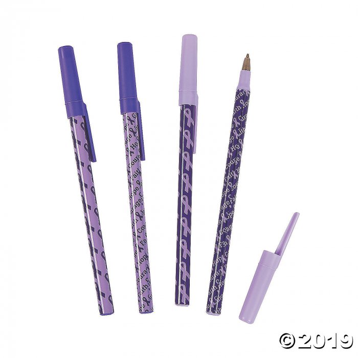 Purple Awareness Ribbon Stick Pen Assortment (72 Piece(s))